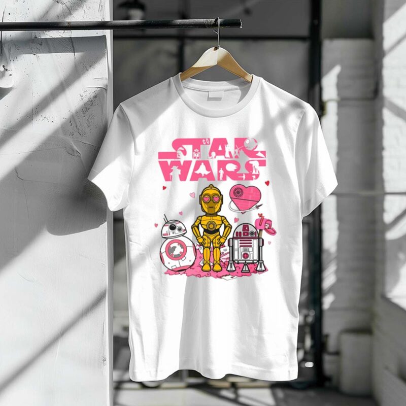 Star Wars R2 D2 Bb 8 C 3 Pink Valentine 1 T Shirt