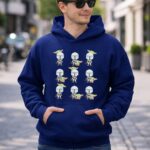 Star Wars The Mandalorian Baby Yoda Expressions Multiple Poses with Helmeted Hero 2 Hoodie.jpg