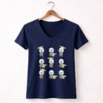 Star Wars The Mandalorian Baby Yoda Expressions Multiple Poses with Helmeted Hero 9 Womens V Neck.jpg