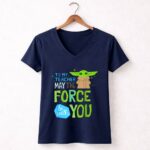Star Wars The Mandalorian Grogu May The Force Be with You 5 Womens V Neck.jpg