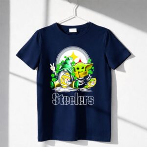 Steelers St Patrick's Day Football Gnome And Baby Yoda With Shamrocks Shirt