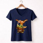 Texas Longhorns Baby Yoda Football Magic 9 Womens V Neck 1.jpg