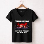 Thanksgiving May The Turkey Be With You Party Character 5 Womens V Neck.jpg