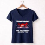 Thanksgiving May The Turkey Be With You Party Character 9 Womens V Neck.jpg