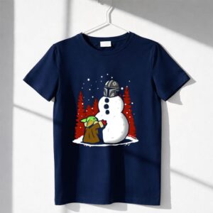 The Best Snowman In The Parsec Yoda Hugs Snowman Mandalorian Helmet Snow Star Wars Shirt