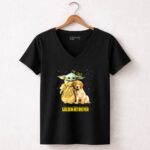 The Child Baby Yoda and Golden Retriever Star Wars Mashup 5 Womens V Neck.jpg