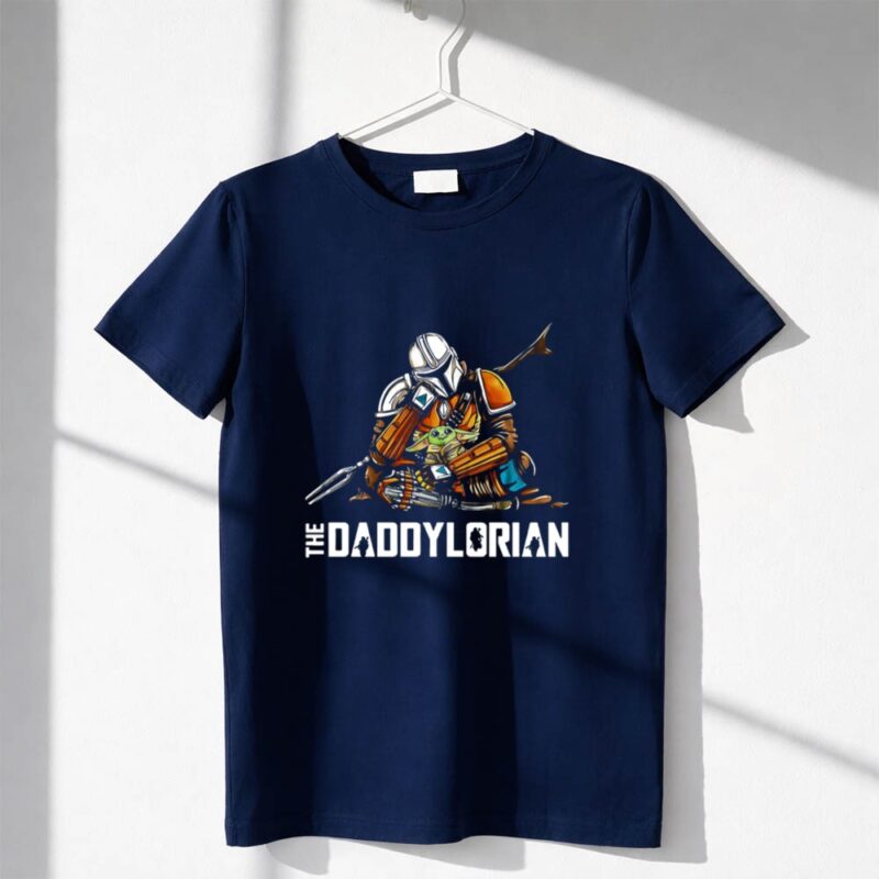 The Daddy Lorian Star Wars Mandalorian with Baby Yoda Grogu Hugging 1 T Shirt
