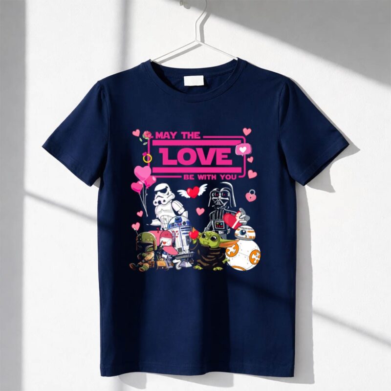 The Mandalorian Darth Vader Stormtrooper Yoda Boba Fett R2 D2 and C 3PO Valentine 1 T Shirt