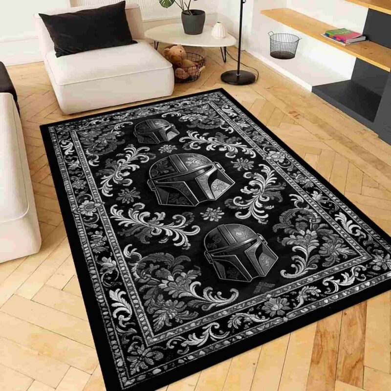The Mandalorian Star Wars Floral Retro Rectangle Rug 1.jpg