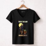 This Is The Way The Mandalorian Warrior and Baby Yoda 5 Womens V Neck.jpg