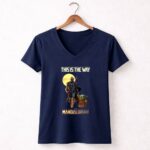 This Is The Way The Mandalorian Warrior and Baby Yoda 9 Womens V Neck.jpg