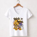 Trick Or Treat R2D2 C 3PO Ghost Halloween 5 Womens V Neck 1.jpg