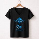 Yoda Star Wars With Detroit Lions Logo Fans Lions 5 Womens V Neck.jpg