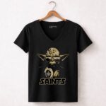 Yoda Wearing New Orleans Saints Logo Reflective Sunglasses With Star Wars 5 Womens V Neck.jpg