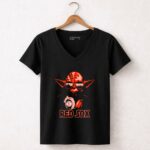 Yoda Wearing Red Sox Gear with Boston Red Sox Text and Star Wars Influence 5 Womens V Neck.jpg Yoda Wearing Red Sox Gear with Boston Red Sox Text and Star Wars Influence 5 Womens V Neck.jpg