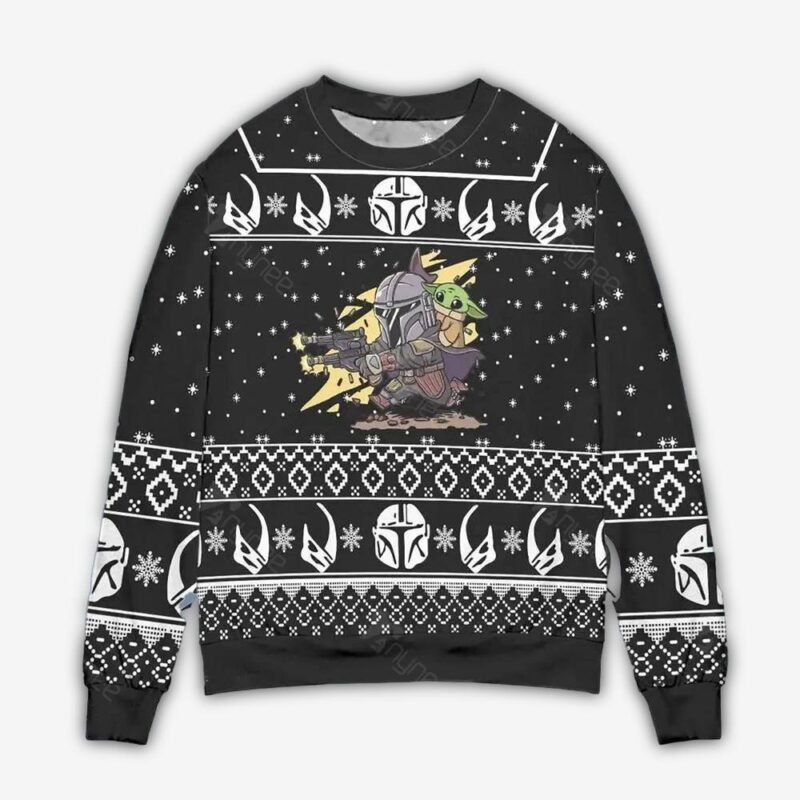 baby yoda boba fett fire a gun star wars womens ugly christmas sweater m0sqq.jpg