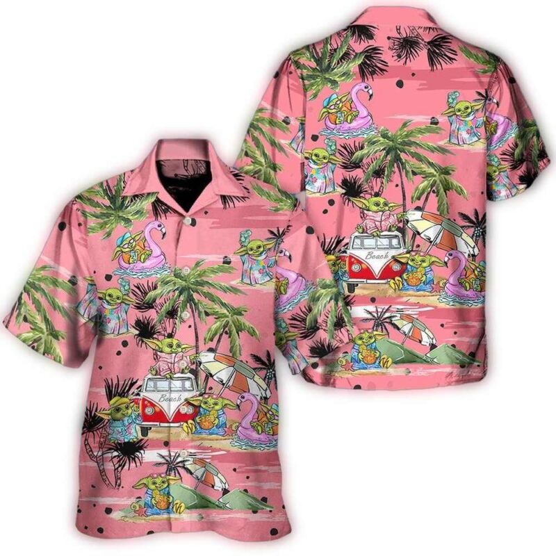 disney star wars hawaiian shirt summer beach starwars cartoon baby yoda pink aloha button up shirt 90scloth iM 1686904647 1.jpg