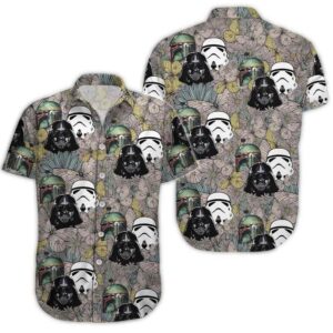 disney star wars hawaiian shirt summer beach starwars characters face floral aloha button up shirt 90scloth vy 1686904762.jpg
