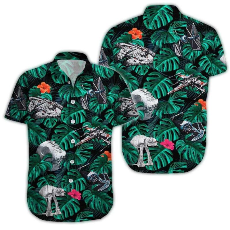 disney star wars hawaiian shirt summer beach starwars green tropical leaf aloha button up shirt 90scloth gS 1686904762.jpg