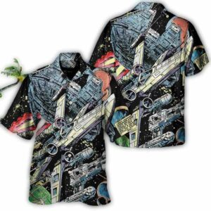 disney star wars hawaiian shirt summer beach starwars han solo spaceship aloha button up shirt 90scloth Sv 1686904637.jpg