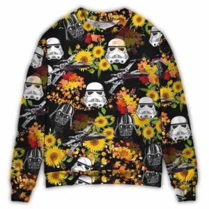star wars darth vader stormtrooper helmet autumn wild sunflowers ugly christmas sweater iitj5.jpg