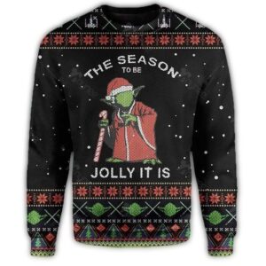 star wars santa yoda this season to be jolly it is ugly christmas sweater qb7co.jpg