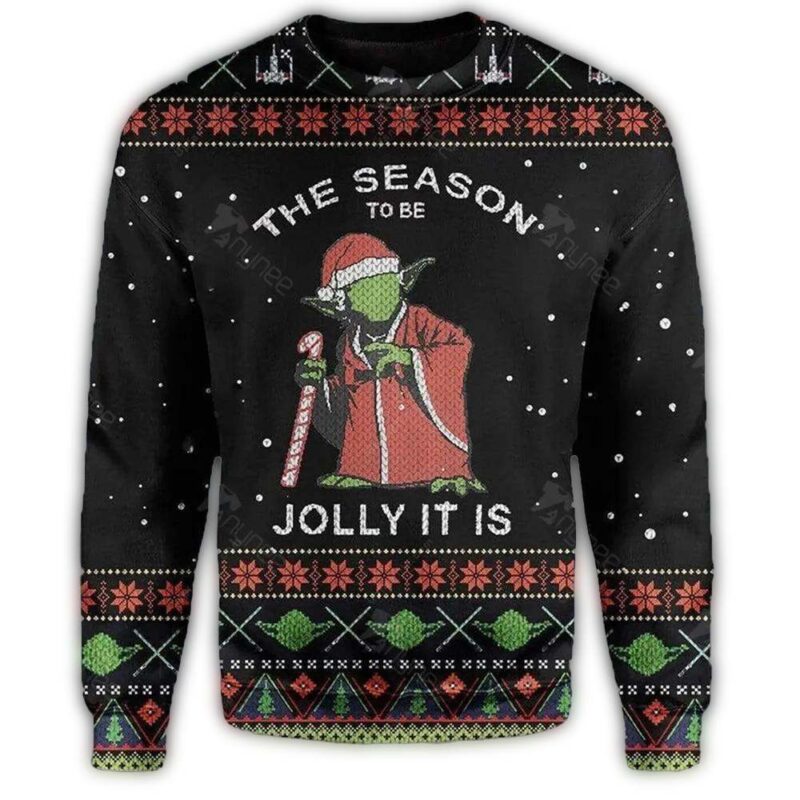 star wars santa yoda this season to be jolly it is ugly christmas sweater qb7co.jpg