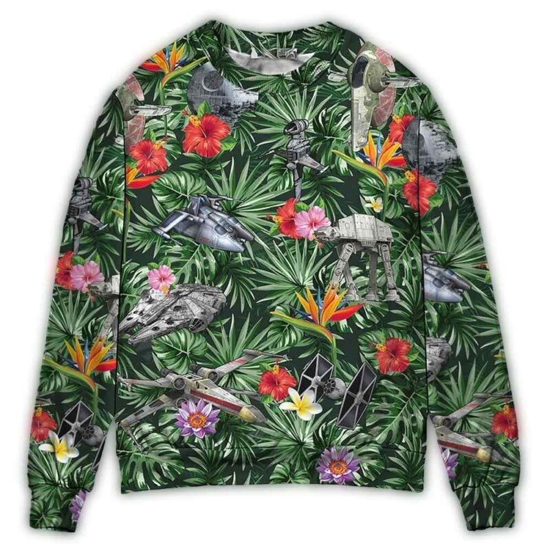 star wars space ships tropical forest ugly christmas sweater bwhkw.jpg