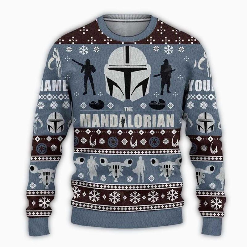 star wars the mandalorian starwars custom name xmas personalized ugly christmas sweater ij61n.jpg